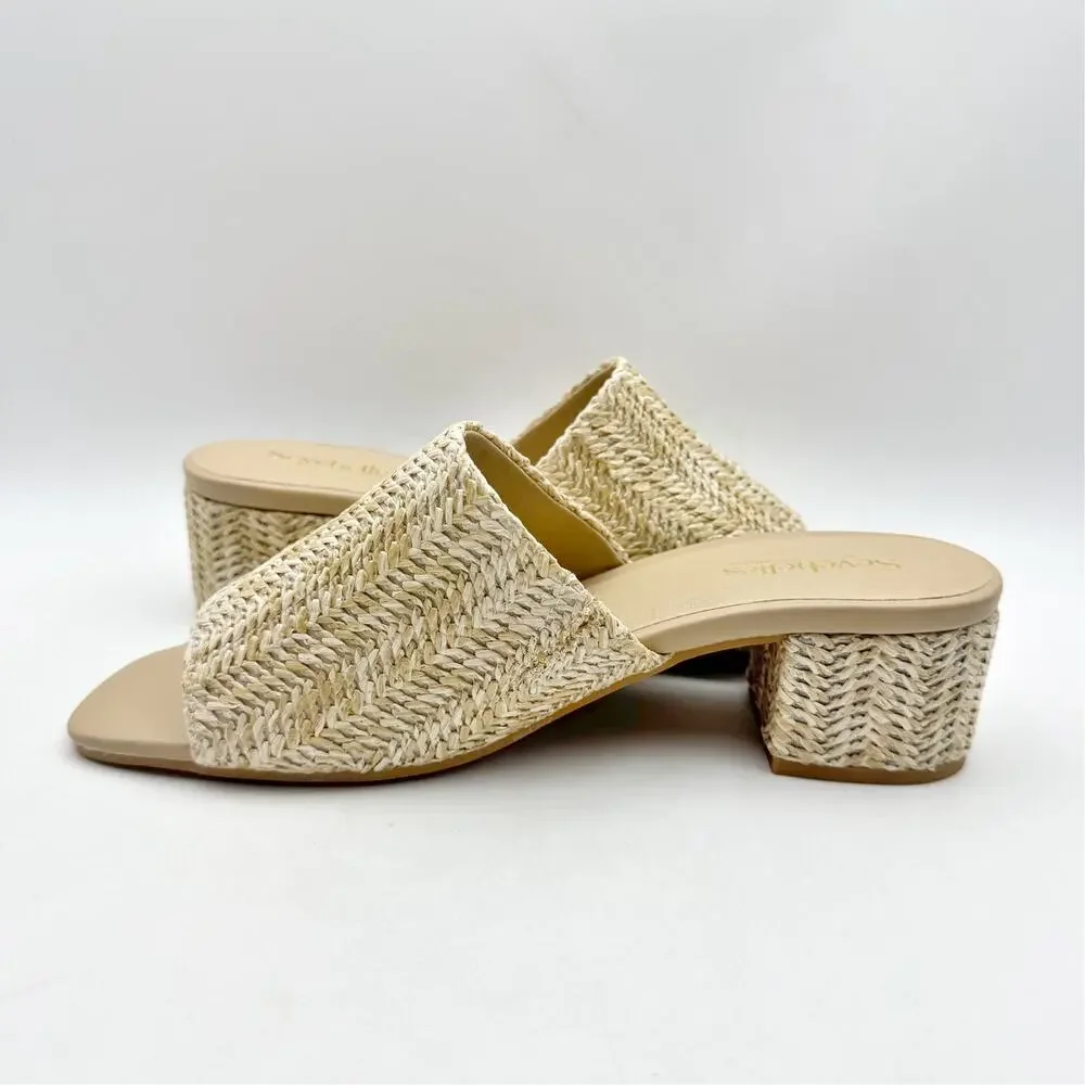 Seychelles Womens Pepper Raffia Heeled Sandal US 9 Natural Beige EUC